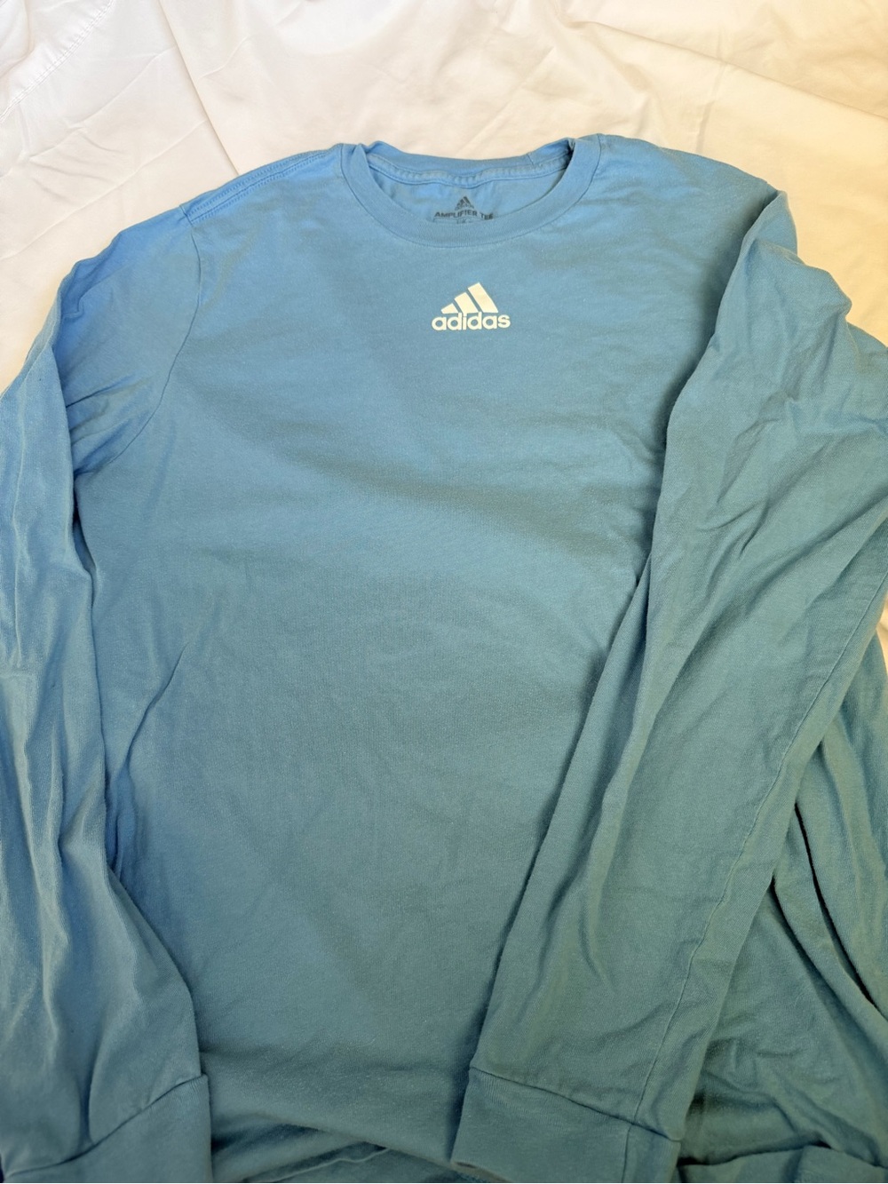 adidas Light Blue Long Sleeve Crew Sweatshirt with Logo